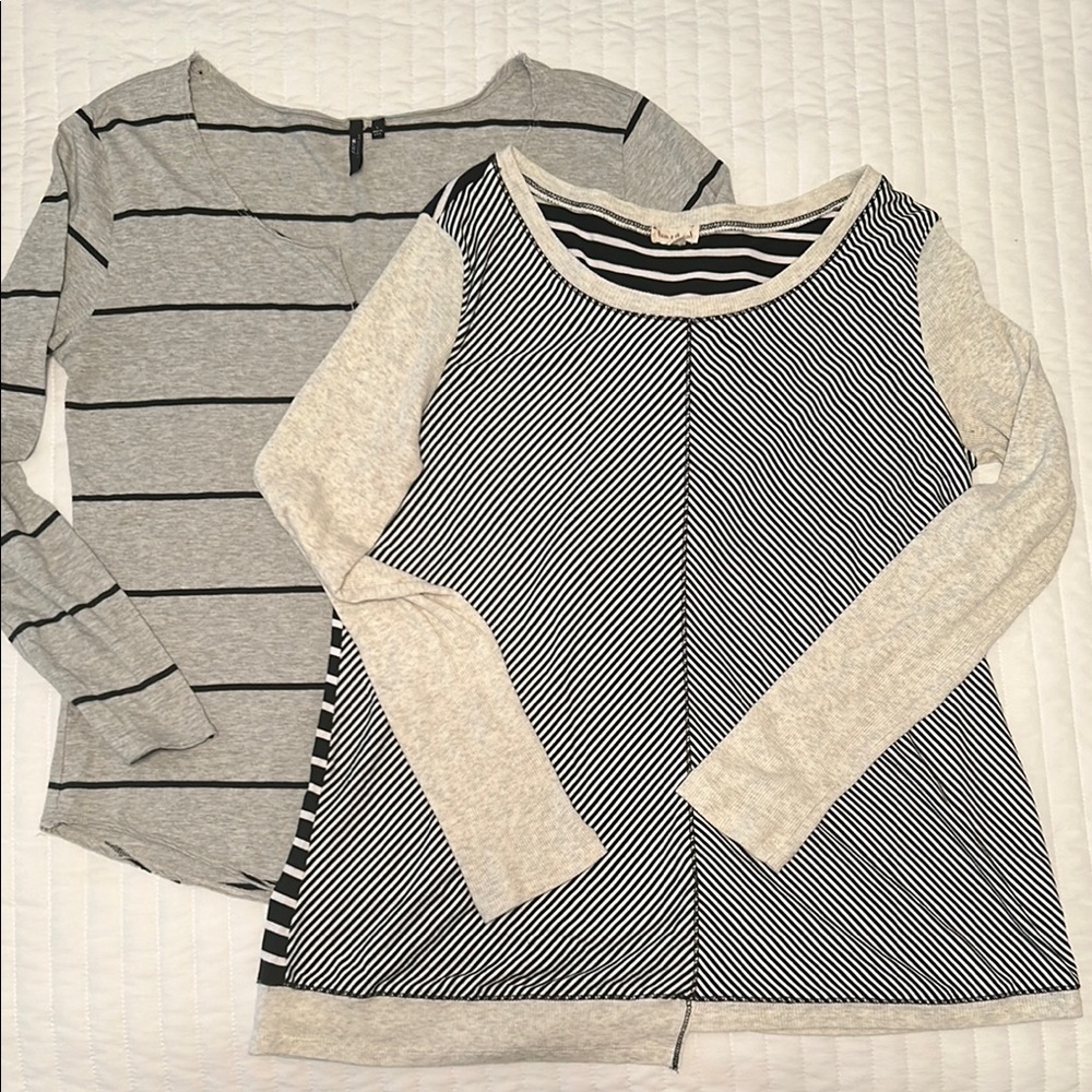 Joe's Jeans Gray and Black Long Sleeve Tshirt plus a bonus/free Tunic size Large
